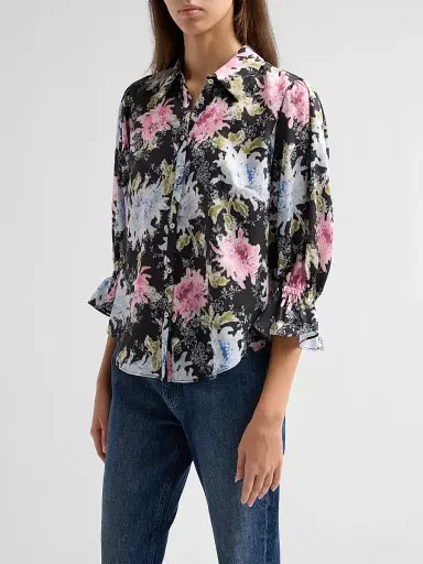 Cinq à Sept Women's Fiona Dahlia Print Top | Thumbnail 4 Cinq à Sept Women's Fiona Dahlia Print Top | Thumbnail 4
