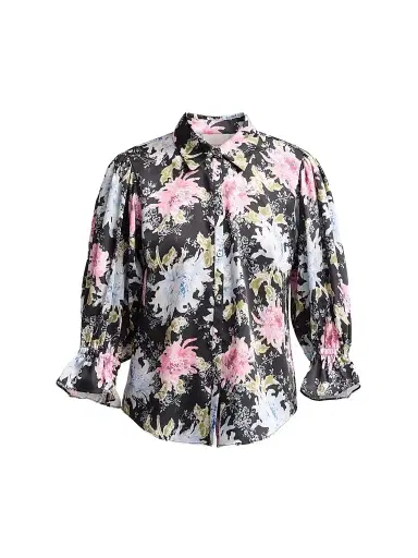 Cinq à Sept Women's Fiona Dahlia Print Top | Thumbnail 1 Cinq à Sept Women's Fiona Dahlia Print Top | Thumbnail 1