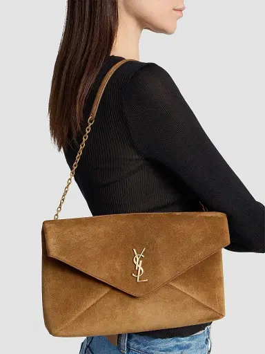 Saint Laurent Women's Cassandre Shoulder Bag on Chain in Suede | Thumbnail 2 Saint Laurent Women's Cassandre Shoulder Bag on Chain in Suede | Thumbnail 2