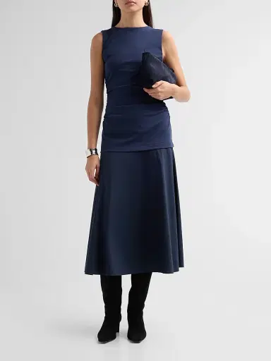 Veronica Beard Women's Basilia Ruched Midi Dress | Thumbnail 2 Veronica Beard Women's Basilia Ruched Midi Dress | Thumbnail 2