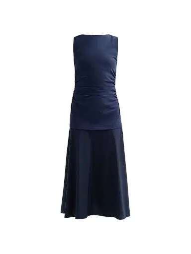 Veronica Beard Women's Basilia Ruched Midi Dress | Thumbnail 1 Veronica Beard Women's Basilia Ruched Midi Dress | Thumbnail 1
