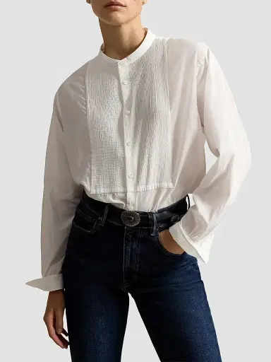 Polo Ralph Lauren Women's Washed Cotton Tuxedo Shirt | Thumbnail 4 Polo Ralph Lauren Women's Washed Cotton Tuxedo Shirt | Thumbnail 4