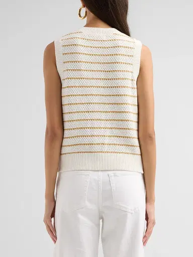 Lilly Pulitzer Women's Shayna Palm Tree Striped Sweater Vest | Thumbnail 3 Lilly Pulitzer Women's Shayna Palm Tree Striped Sweater Vest | Thumbnail 3