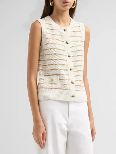 Lilly Pulitzer Women's Shayna Palm Tree Striped Sweater Vest | Thumbnail 4 Lilly Pulitzer Women's Shayna Palm Tree Striped Sweater Vest | Thumbnail 4