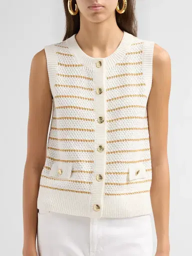 Lilly Pulitzer Women's Shayna Palm Tree Striped Sweater Vest | Thumbnail 5 Lilly Pulitzer Women's Shayna Palm Tree Striped Sweater Vest | Thumbnail 5