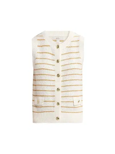 Lilly Pulitzer Women's Shayna Palm Tree Striped Sweater Vest | Thumbnail 1 Lilly Pulitzer Women's Shayna Palm Tree Striped Sweater Vest | Thumbnail 1