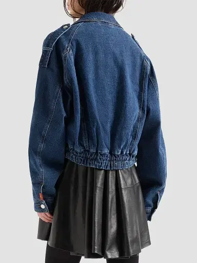 7 For All Mankind Women's Aviator Denim Crop Jacket | Thumbnail 3 7 For All Mankind Women's Aviator Denim Crop Jacket | Thumbnail 3