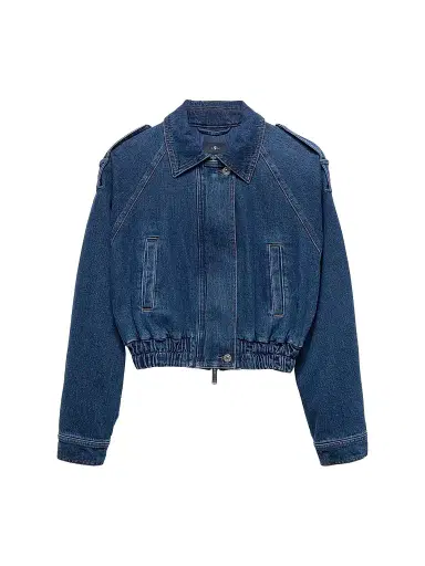 7 For All Mankind Women's Aviator Denim Crop Jacket | Thumbnail 1 7 For All Mankind Women's Aviator Denim Crop Jacket | Thumbnail 1