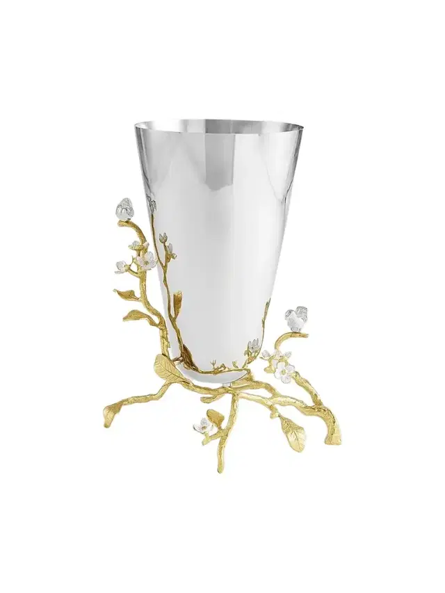 Lovebirds Silver & Gold Medium Vase Lovebirds Silver & Gold Medium Vase