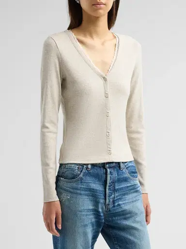 Frame Women's Ribbed-Trim Cardigan | Thumbnail 4 Frame Women's Ribbed-Trim Cardigan | Thumbnail 4