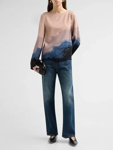 Misook Women's Landscape Bell-Sleeve Top | Thumbnail 2 Misook Women's Landscape Bell-Sleeve Top | Thumbnail 2