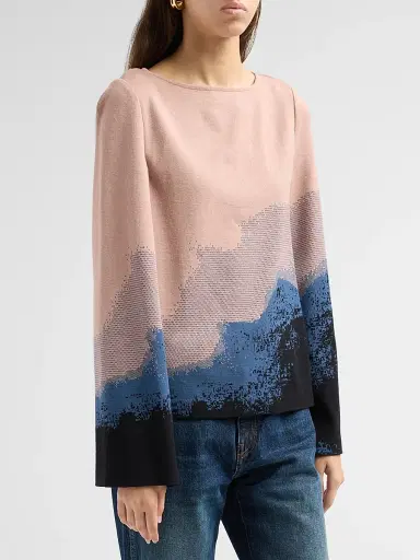 Misook Women's Landscape Bell-Sleeve Top | Thumbnail 4 Misook Women's Landscape Bell-Sleeve Top | Thumbnail 4