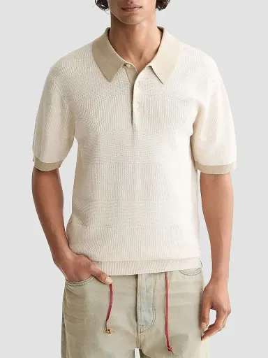 Scotch & Soda Men's Textured Cotton Knit Polo Shirt | Thumbnail 3 Scotch & Soda Men's Textured Cotton Knit Polo Shirt | Thumbnail 3