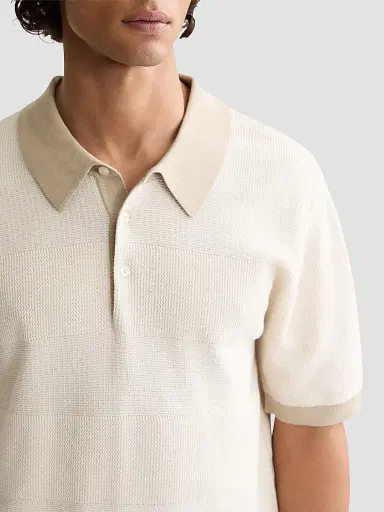 Scotch & Soda Men's Textured Cotton Knit Polo Shirt | Thumbnail 5 Scotch & Soda Men's Textured Cotton Knit Polo Shirt | Thumbnail 5