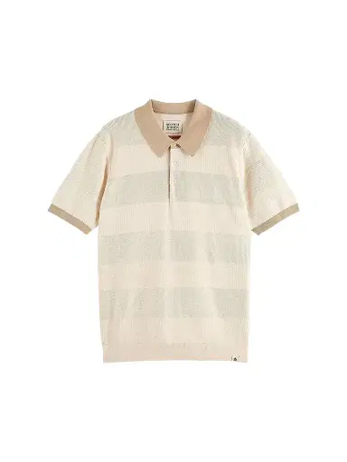 Scotch & Soda Men's Textured Cotton Knit Polo Shirt | Thumbnail 1 Scotch & Soda Men's Textured Cotton Knit Polo Shirt | Thumbnail 1