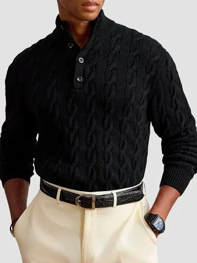 Ralph Lauren Purple Label Men's Cable-Knit Cashmere Sweater | Thumbnail 4 Ralph Lauren Purple Label Men's Cable-Knit Cashmere Sweater | Thumbnail 4