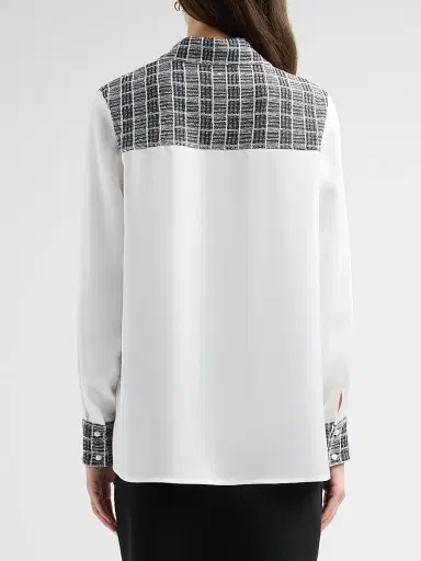 Misook Women's Plaid Crepe de Chine Blouse | Thumbnail 3 Misook Women's Plaid Crepe de Chine Blouse | Thumbnail 3
