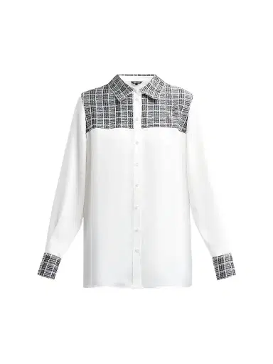 Misook Women's Plaid Crepe de Chine Blouse | Thumbnail 1 Misook Women's Plaid Crepe de Chine Blouse | Thumbnail 1