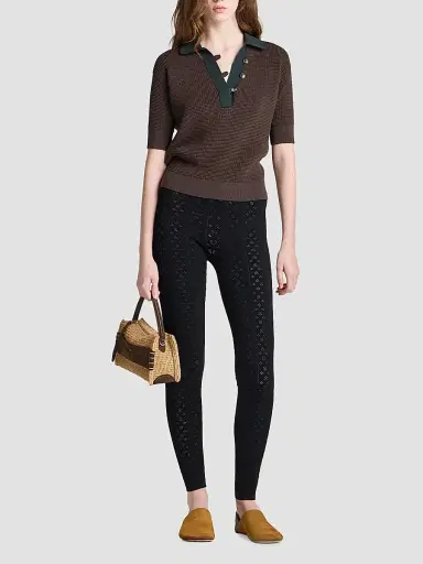 JW Anderson Women's Textured Cotton-Blend Polo Sweater | Thumbnail 2 JW Anderson Women's Textured Cotton-Blend Polo Sweater | Thumbnail 2