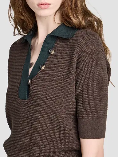 JW Anderson Women's Textured Cotton-Blend Polo Sweater | Thumbnail 4 JW Anderson Women's Textured Cotton-Blend Polo Sweater | Thumbnail 4