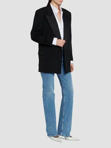 Saint Laurent Women's Dress in Grain De Poudre | Thumbnail 3 Saint Laurent Women's Dress in Grain De Poudre | Thumbnail 3