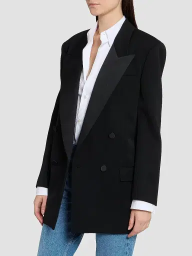 Saint Laurent Women's Dress in Grain De Poudre | Thumbnail 5 Saint Laurent Women's Dress in Grain De Poudre | Thumbnail 5