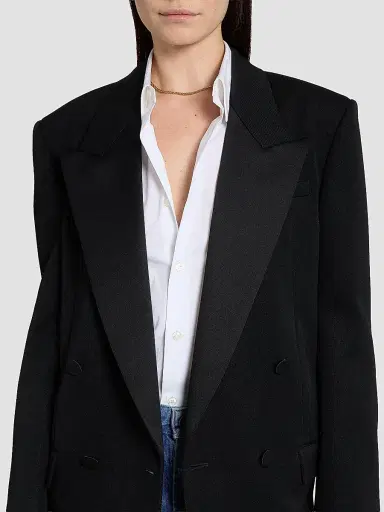 Saint Laurent Women's Dress in Grain De Poudre | Thumbnail 7 Saint Laurent Women's Dress in Grain De Poudre | Thumbnail 7