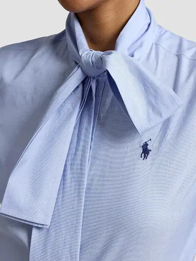Polo Ralph Lauren Women's Poplin Tie-Neck Shirt | Thumbnail 5 Polo Ralph Lauren Women's Poplin Tie-Neck Shirt | Thumbnail 5
