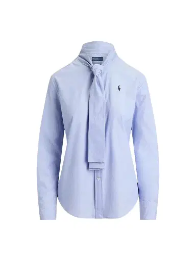 Polo Ralph Lauren Women's Poplin Tie-Neck Shirt | Thumbnail 1 Polo Ralph Lauren Women's Poplin Tie-Neck Shirt | Thumbnail 1