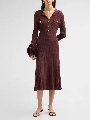 Misook Women's Rib-Knit A-Line Midi Dress | Thumbnail 2 Misook Women's Rib-Knit A-Line Midi Dress | Thumbnail 2