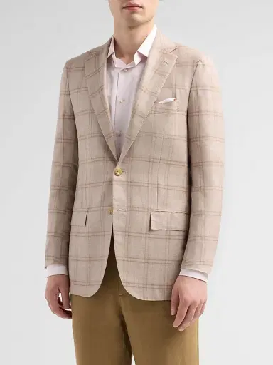 Kiton Men's Plaid Cashmere-Blend Jacket | Thumbnail 4 Kiton Men's Plaid Cashmere-Blend Jacket | Thumbnail 4