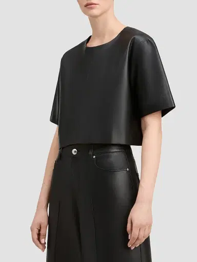 DEREK LAM 10 CROSBY Women's Billie Paper Leather Short Sleeve Crop Top | Thumbnail 5 DEREK LAM 10 CROSBY Women's Billie Paper Leather Short Sleeve Crop Top | Thumbnail 5