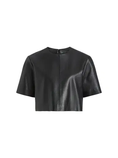 DEREK LAM 10 CROSBY Women's Billie Paper Leather Short Sleeve Crop Top | Thumbnail 1 DEREK LAM 10 CROSBY Women's Billie Paper Leather Short Sleeve Crop Top | Thumbnail 1
