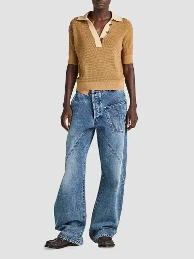 JW Anderson Women's Textured Cotton-Blend Polo Sweater | Thumbnail 2 JW Anderson Women's Textured Cotton-Blend Polo Sweater | Thumbnail 2