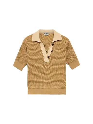 JW Anderson Women's Textured Cotton-Blend Polo Sweater | Thumbnail 1 JW Anderson Women's Textured Cotton-Blend Polo Sweater | Thumbnail 1