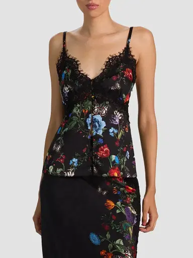 Alice + Olivia Women's Melodie Floral Lace-Trim Tank | Thumbnail 6 Alice + Olivia Women's Melodie Floral Lace-Trim Tank | Thumbnail 6
