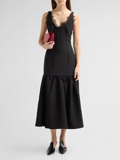 Kika Vargas Women's Annalie Crêpe Lace-Trimmed Midi Dress | Thumbnail 2 Kika Vargas Women's Annalie Crêpe Lace-Trimmed Midi Dress | Thumbnail 2