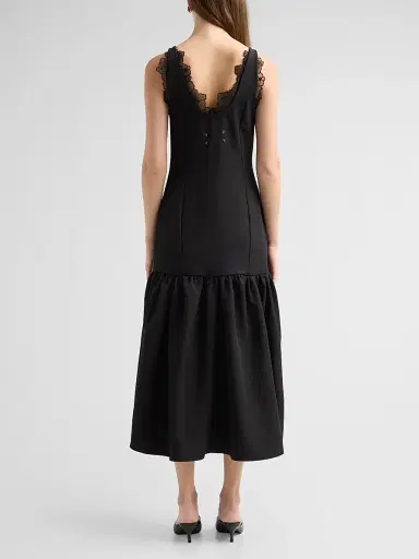 Kika Vargas Women's Annalie Crêpe Lace-Trimmed Midi Dress | Thumbnail 3 Kika Vargas Women's Annalie Crêpe Lace-Trimmed Midi Dress | Thumbnail 3