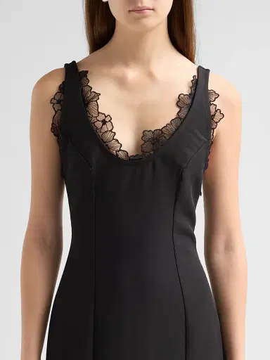 Kika Vargas Women's Annalie Crêpe Lace-Trimmed Midi Dress | Thumbnail 5 Kika Vargas Women's Annalie Crêpe Lace-Trimmed Midi Dress | Thumbnail 5