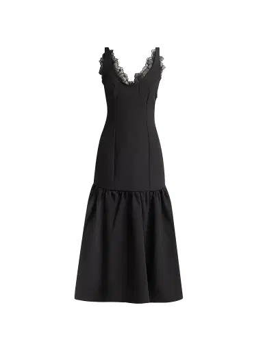 Kika Vargas Women's Annalie Crêpe Lace-Trimmed Midi Dress | Thumbnail 1 Kika Vargas Women's Annalie Crêpe Lace-Trimmed Midi Dress | Thumbnail 1