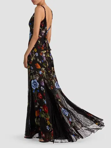 Alice + Olivia Women's Nisa Floral Cutaway Lace Maxi Dress | Thumbnail 3 Alice + Olivia Women's Nisa Floral Cutaway Lace Maxi Dress | Thumbnail 3