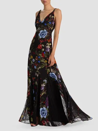 Alice + Olivia Women's Nisa Floral Cutaway Lace Maxi Dress | Thumbnail 4 Alice + Olivia Women's Nisa Floral Cutaway Lace Maxi Dress | Thumbnail 4