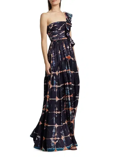 Ulla Johnson Women's Valeria Tie-Dye Silk One-Shoulder Gown | Thumbnail 2 Ulla Johnson Women's Valeria Tie-Dye Silk One-Shoulder Gown | Thumbnail 2
