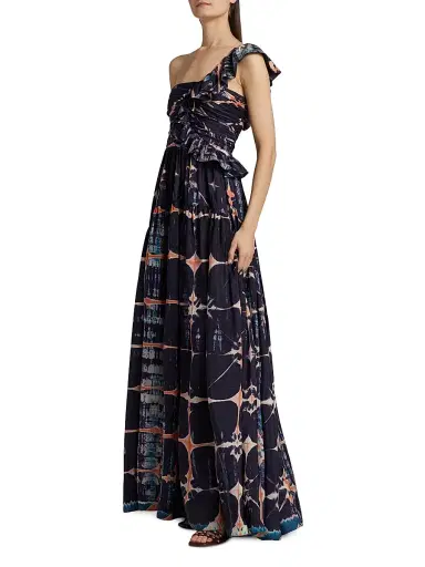 Ulla Johnson Women's Valeria Tie-Dye Silk One-Shoulder Gown | Thumbnail 4 Ulla Johnson Women's Valeria Tie-Dye Silk One-Shoulder Gown | Thumbnail 4