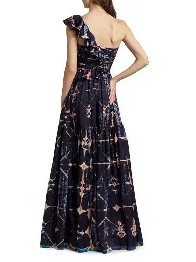 Ulla Johnson Women's Valeria Tie-Dye Silk One-Shoulder Gown | Thumbnail 5 Ulla Johnson Women's Valeria Tie-Dye Silk One-Shoulder Gown | Thumbnail 5