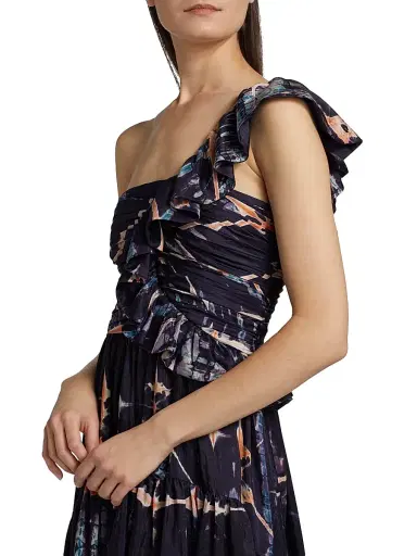 Ulla Johnson Women's Valeria Tie-Dye Silk One-Shoulder Gown | Thumbnail 6 Ulla Johnson Women's Valeria Tie-Dye Silk One-Shoulder Gown | Thumbnail 6