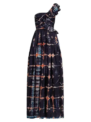 Ulla Johnson Women's Valeria Tie-Dye Silk One-Shoulder Gown | Thumbnail 1 Ulla Johnson Women's Valeria Tie-Dye Silk One-Shoulder Gown | Thumbnail 1