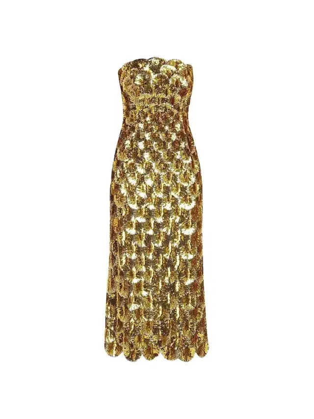 Women's Strapless Scallop Embroidered Cocktail Dress Women's Strapless Scallop Embroidered Cocktail Dress