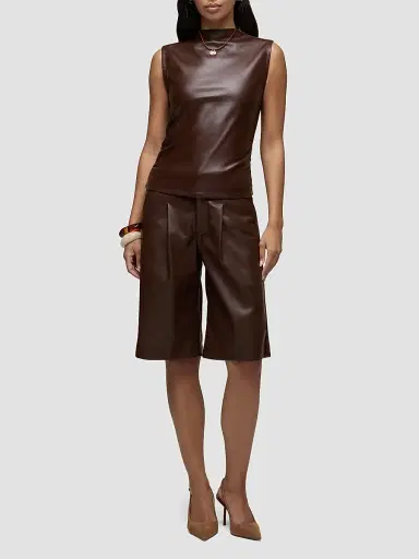 Hudson Jeans Women's Vegan Leather Ruched Top | Thumbnail 2 Hudson Jeans Women's Vegan Leather Ruched Top | Thumbnail 2