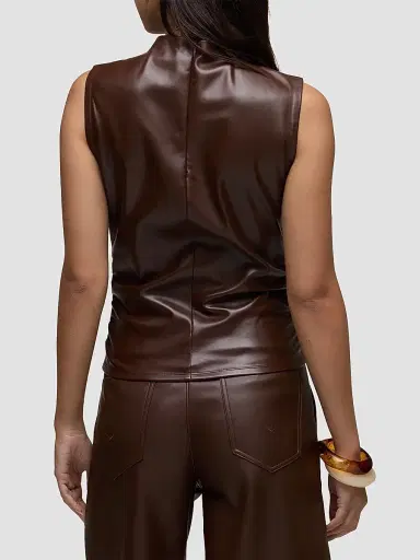 Hudson Jeans Women's Vegan Leather Ruched Top | Thumbnail 3 Hudson Jeans Women's Vegan Leather Ruched Top | Thumbnail 3